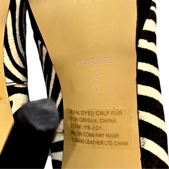 Chico's Shoes 7.5 Zebra Print Buckles Platform Open Toe High Heel Pump Stiletto - Picture 8 of 9